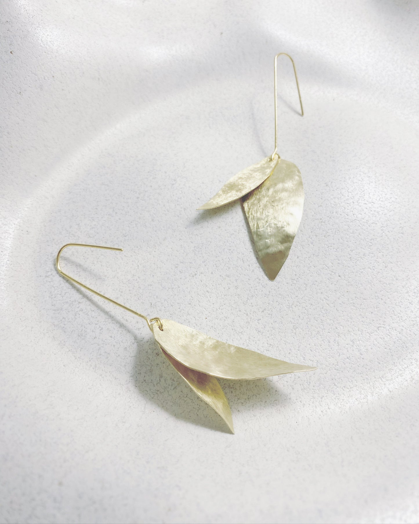 O L Y M P I A ~ golden dual bay leaf earrings