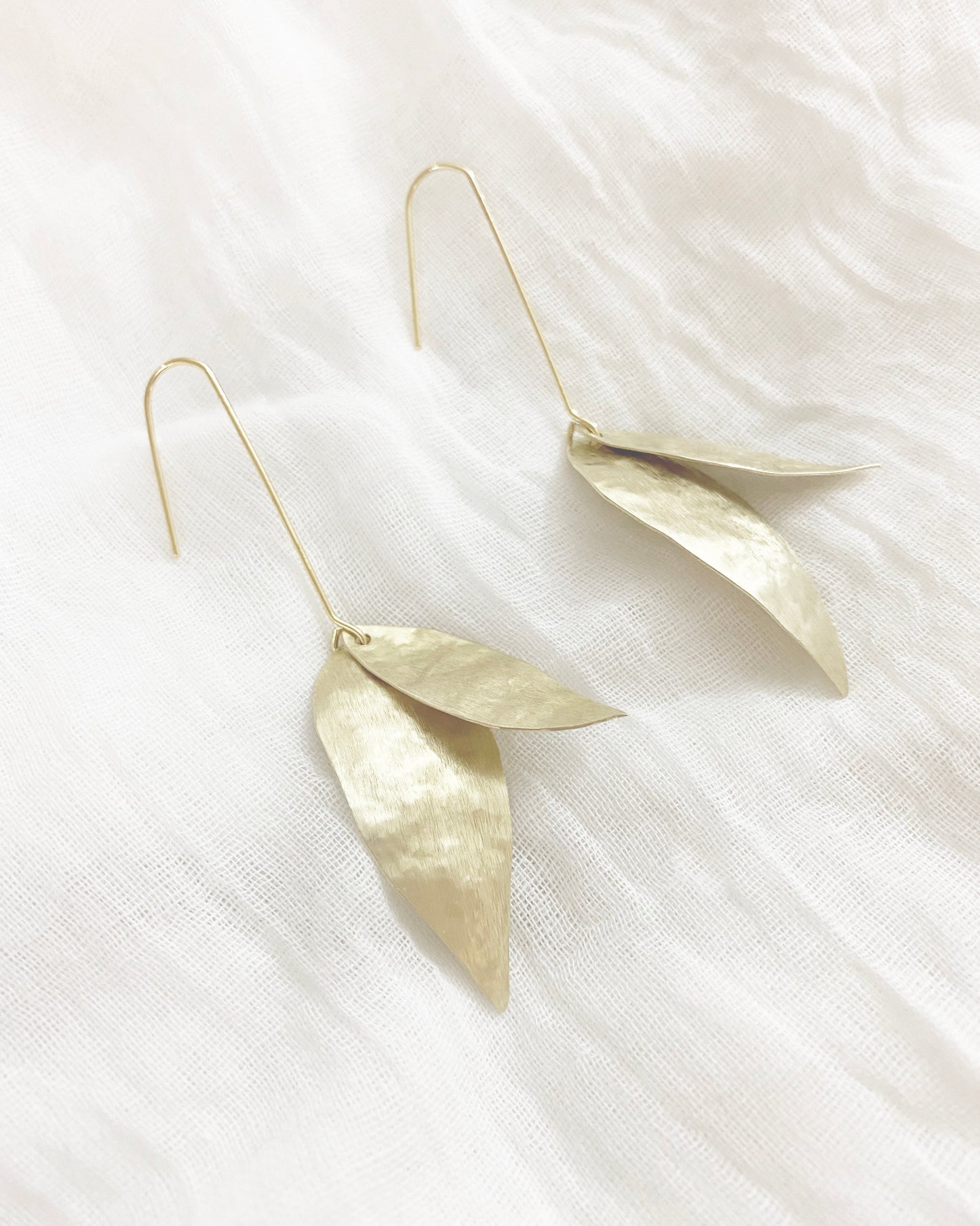 O L Y M P I A ~ golden dual bay leaf earrings