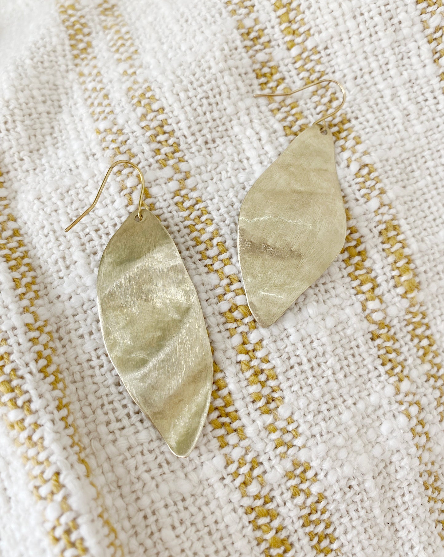 O L Y M P I A ~ golden wave bay leaf statement earrings