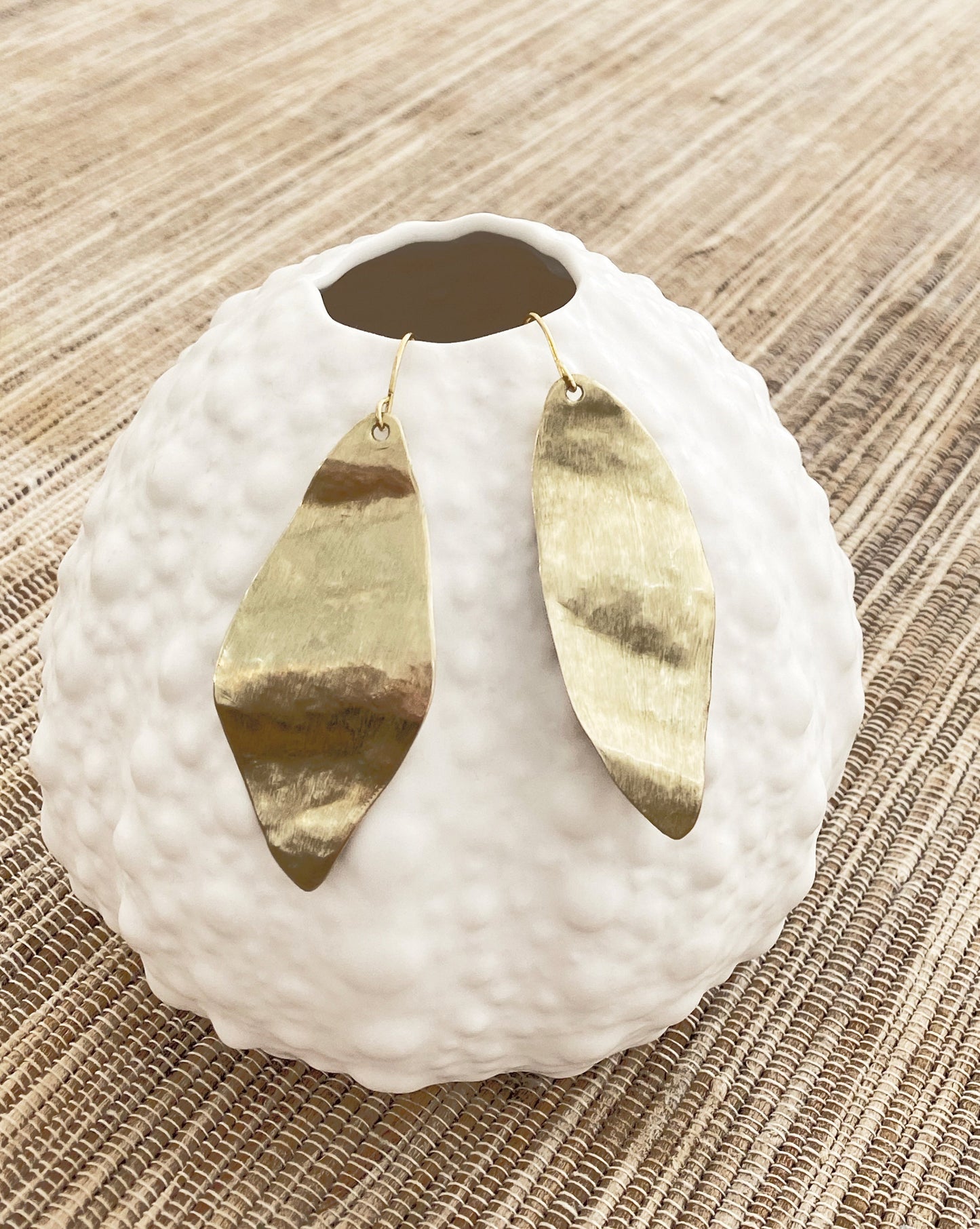 O L Y M P I A ~ golden wave bay leaf statement earrings