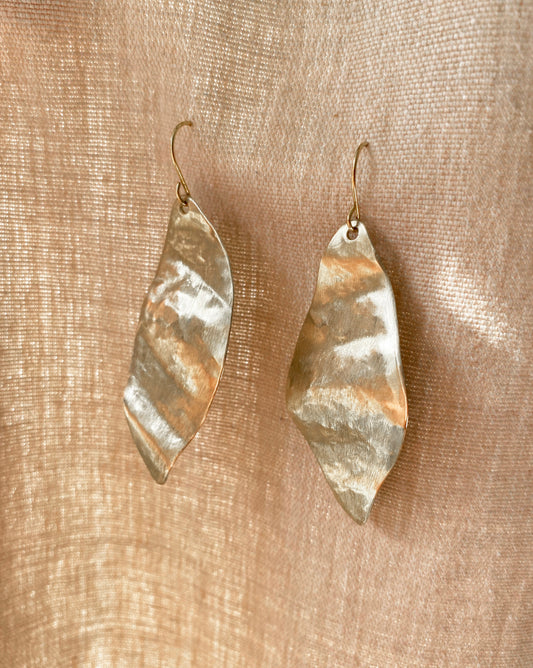 O L Y M P I A ~ golden wave bay leaf statement earrings