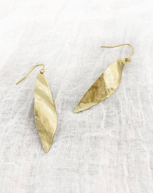 O L Y M P I A ~ golden wave leaf earrings