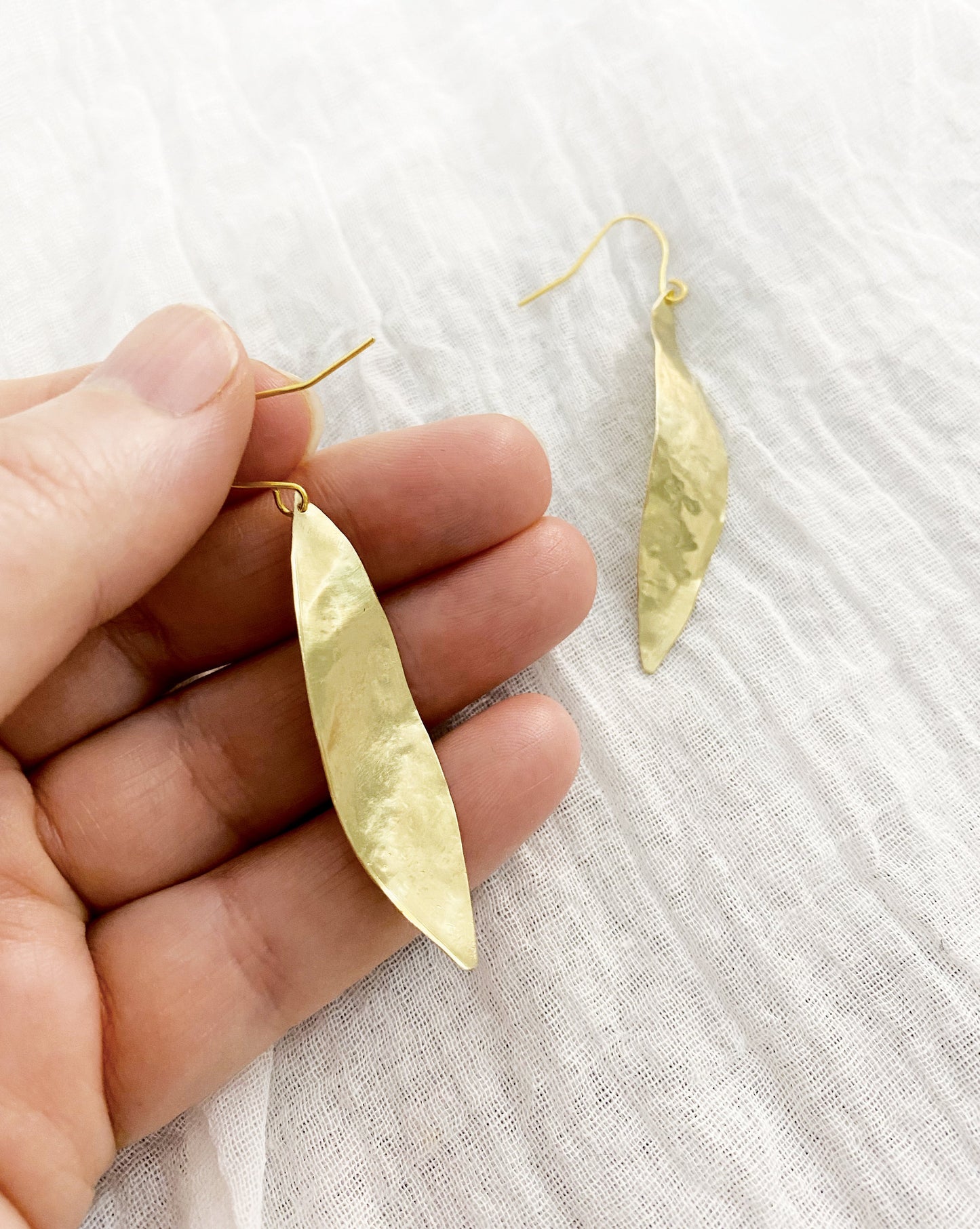 O L Y M P I A ~ golden wave leaf earrings