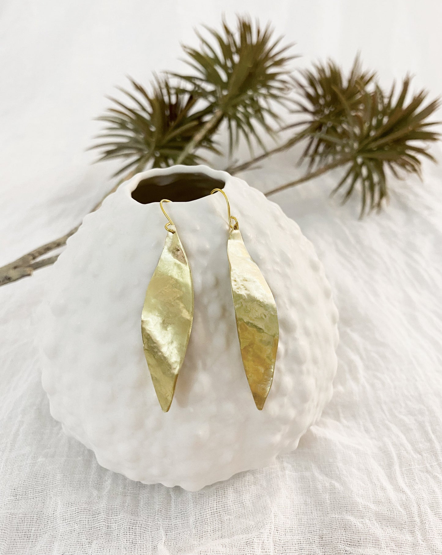 O L Y M P I A ~ golden wave leaf earrings